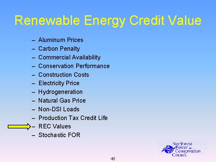 Renewable Energy Credit Value – – – Aluminum Prices Carbon Penalty Commercial Availability Conservation