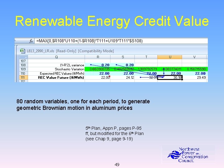 Renewable Energy Credit Value 80 random variables, one for each period, to generate geometric