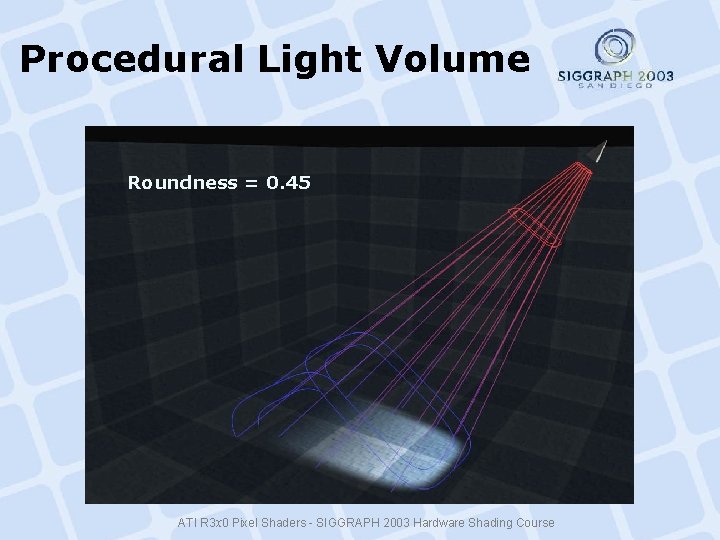 Procedural Light Volume Roundness = 0. 45 ATI R 3 x 0 Pixel Shaders Procedural Light Volume Roundness = 0. 45 ATI R 3 x 0 Pixel Shaders
