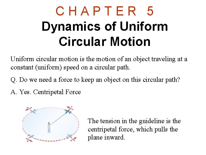 C H A P T E R 5 Dynamics of Uniform Circular Motion Uniform