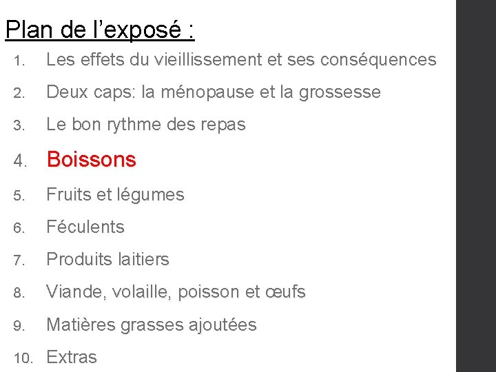 Plan de l’exposé : 1. Les effets du vieillissement et ses conséquences 2. Deux