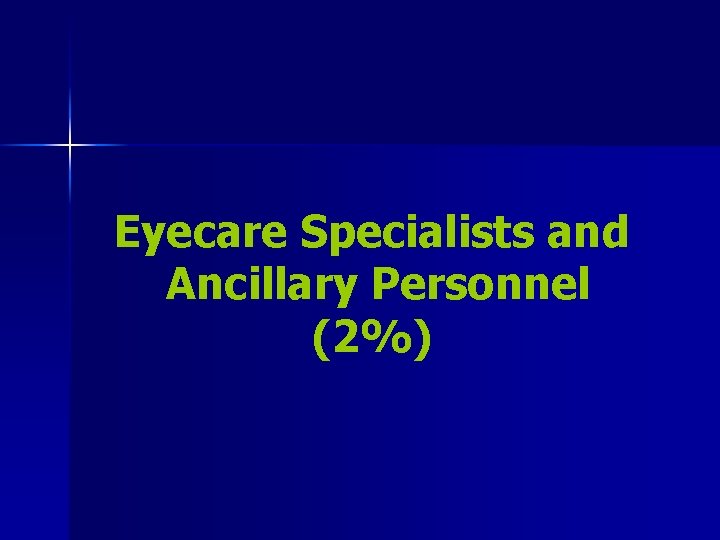 Eyecare Specialists and Ancillary Personnel (2%) 