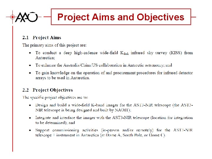 Project Aims and Objectives 