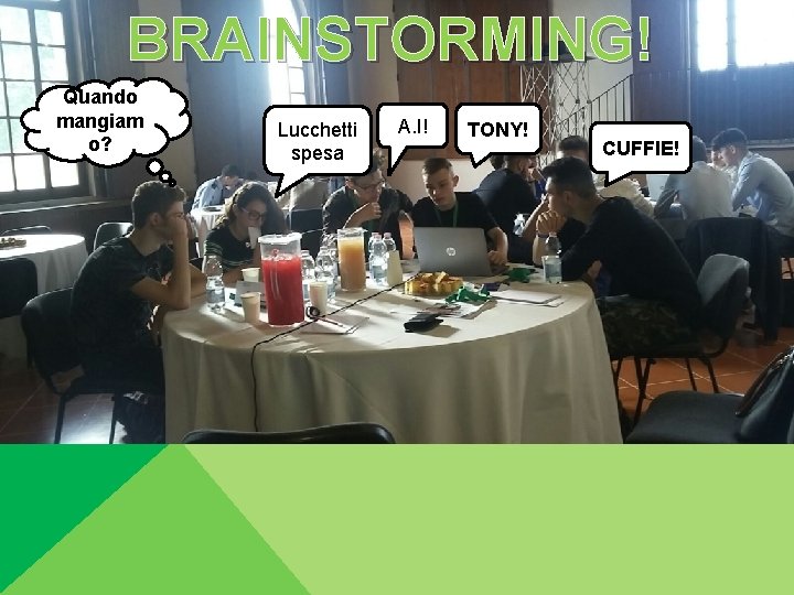 BRAINSTORMING! Quando mangiam o? Lucchetti spesa A. I! TONY! CUFFIE! 
