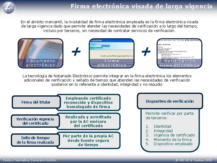 Firma electrónica visada de larga vigencia En el ámbito mercantil, la modalidad de firma