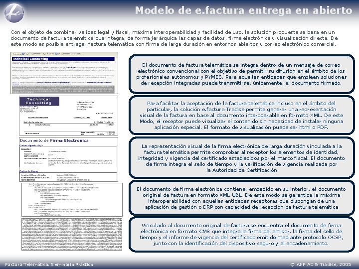 Modelo de e. factura entrega en abierto Con el objeto de combinar validez legal