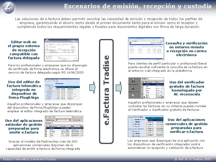 Escenarios de emisión, recepción y custodia Editor web en el propio entorno de recepción