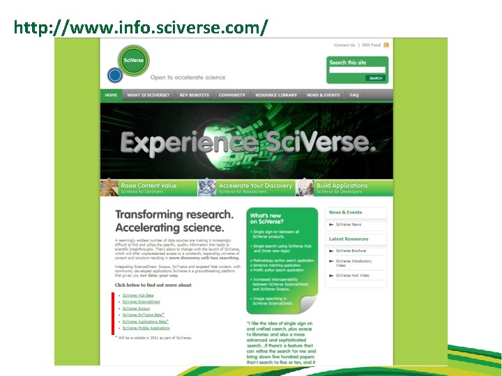 http: //www. info. sciverse. com/ 