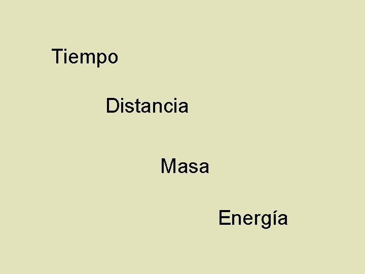 Tiempo Distancia Masa Energía 