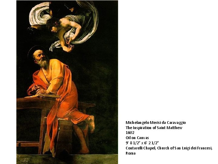 Michelangelo Merisi da Caravaggio The Inspiration of Saint Matthew 1602 Oil on Canvas 9'