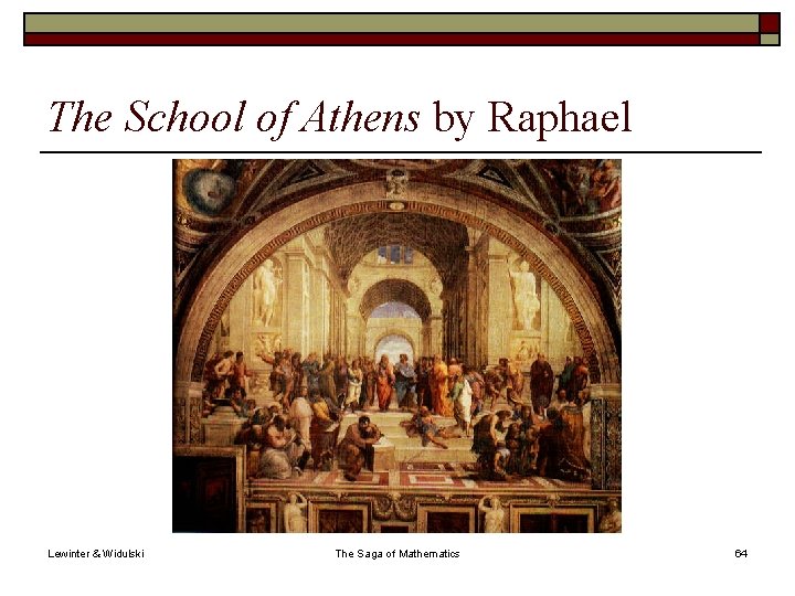 The School of Athens by Raphael Lewinter & Widulski The Saga of Mathematics 64
