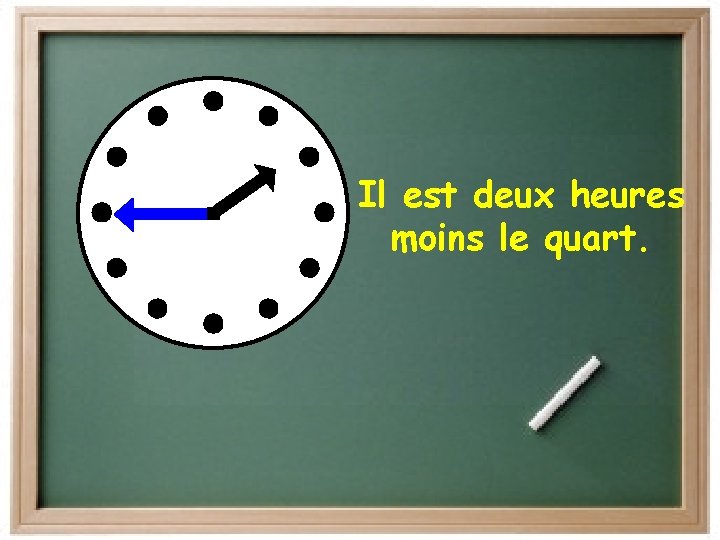 Il est deux heures moins le quart. 