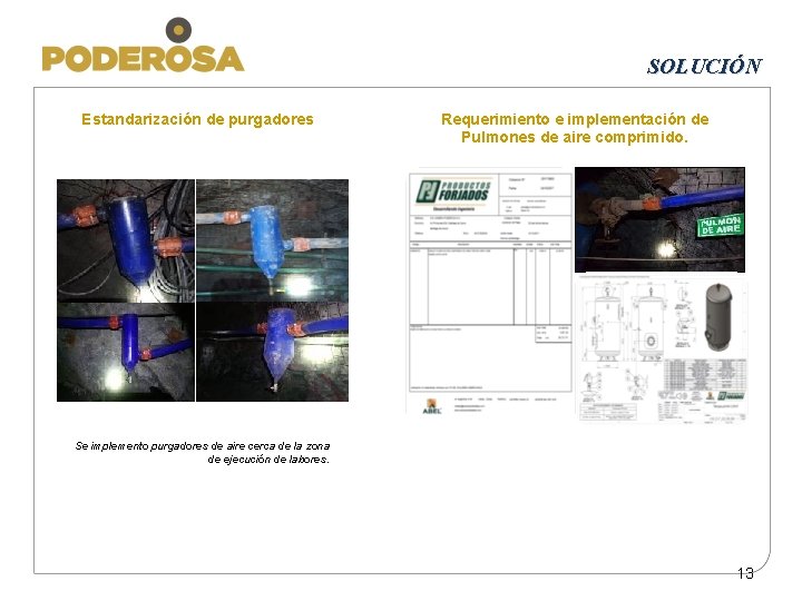 PASO 4 Estandarización de purgadores SOLUCIÓN Requerimiento e implementación de Pulmones de aire comprimido.