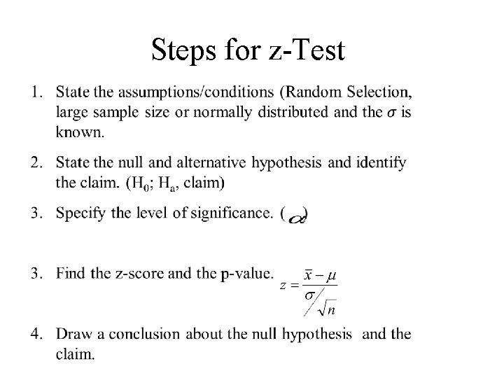 Steps for z-Test 