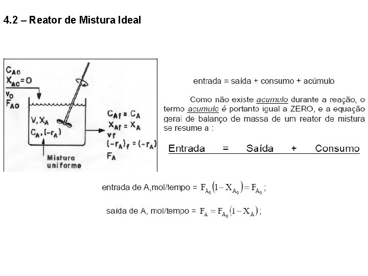 4. 2 – Reator de Mistura Ideal 