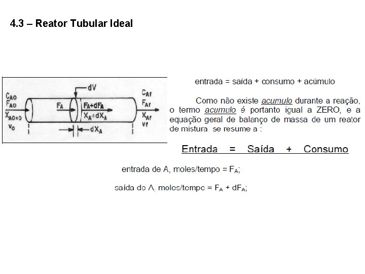 4. 3 – Reator Tubular Ideal 