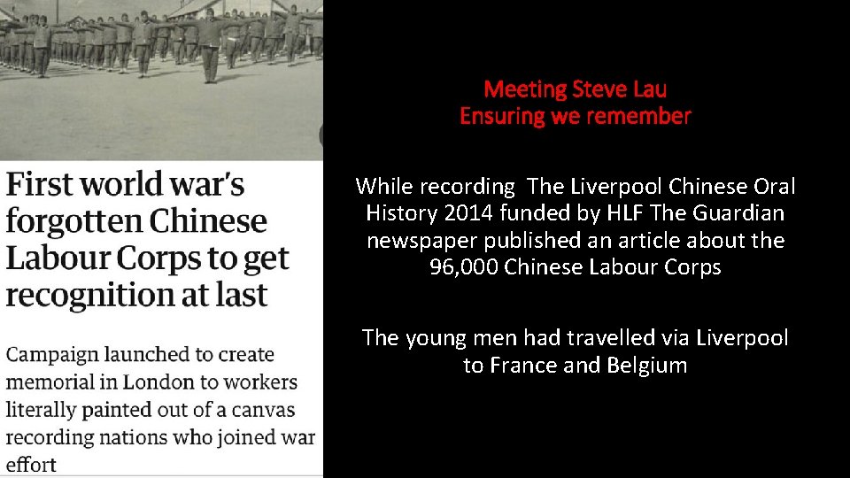 Meeting Steve Lau Ensuring we remember While recording The Liverpool Chinese Oral History 2014 Meeting Steve Lau Ensuring we remember While recording The Liverpool Chinese Oral History 2014