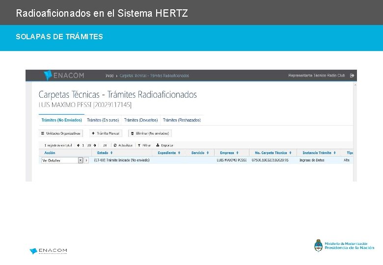 Radioaficionados en el Sistema HERTZ SOLAPAS DE TRÁMITES 