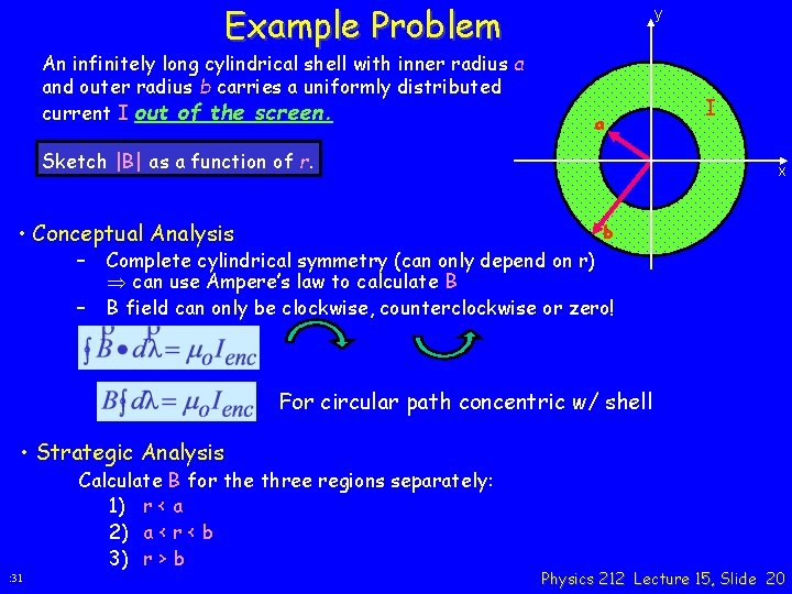 Example Problem An infinitely long cylindrical shell with inner radius a and outer radius