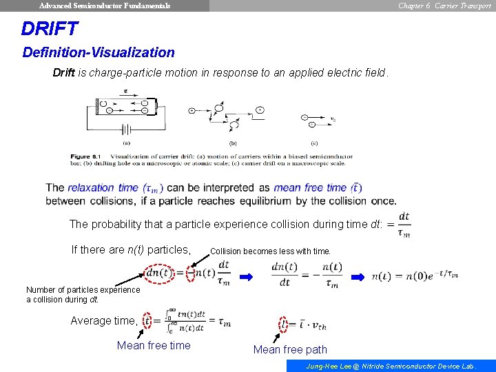 Advanced Semiconductor Fundamentals Chapter 6. Carrier Transport DRIFT Definition-Visualization Drift is charge-particle motion in