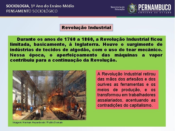 SOCIOLOGIA, 1º Ano do Ensino Médio PENSAMENTO SOCIOLÓGICO Revolução Industrial Durante os anos de