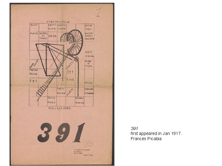 391 first appeared in Jan 1917. Frances Picabia 