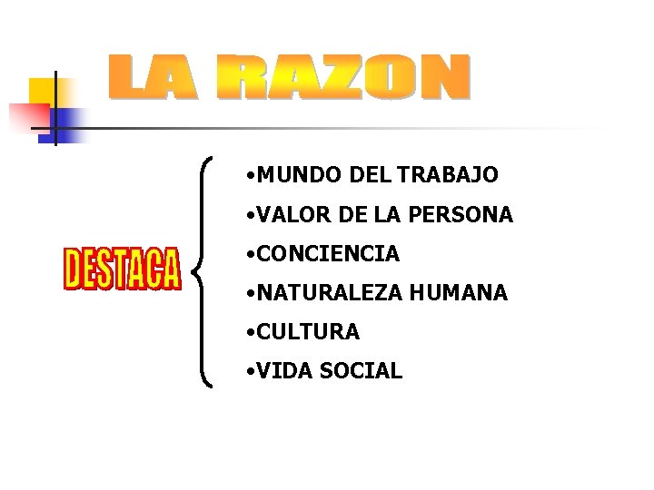  • MUNDO DEL TRABAJO • VALOR DE LA PERSONA • CONCIENCIA • NATURALEZA