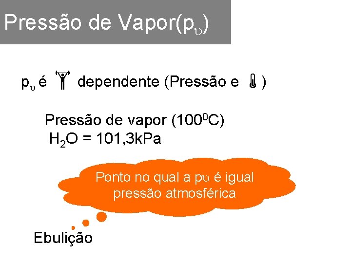 Pressão de Vapor(p ) p é dependente (Pressão e ) Pressão de vapor (1000
