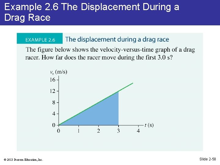 Example 2. 6 The Displacement During a Drag Race © 2013 Pearson Education, Inc.