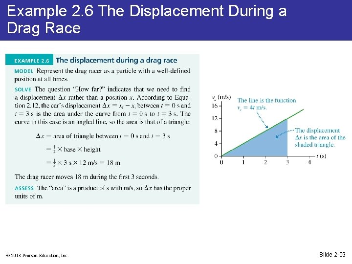 Example 2. 6 The Displacement During a Drag Race © 2013 Pearson Education, Inc.