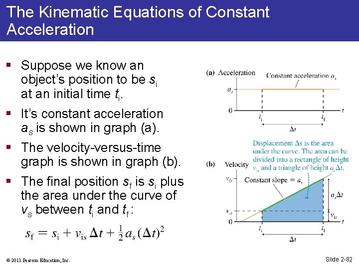 The Kinematic Equations of Constant Acceleration § Suppose we know an object’s position to