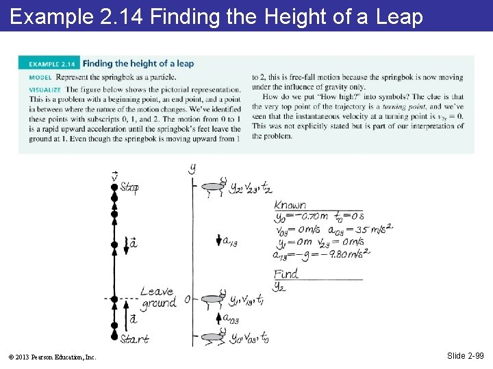 Example 2. 14 Finding the Height of a Leap © 2013 Pearson Education, Inc.