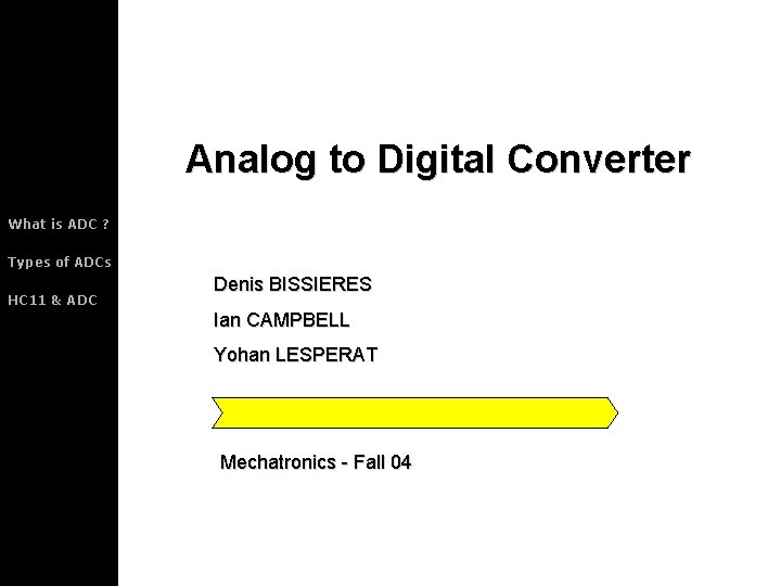 Analog to Digital Converter What is ADC ? Types of ADCs HC 11 &