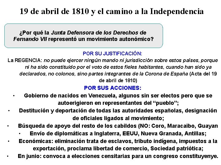 19 de abril de 1810 y el camino a la Independencia ¿Por qué la