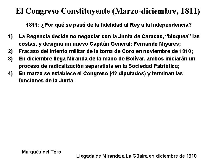 El Congreso Constituyente (Marzo-diciembre, 1811) 1811: ¿Por qué se pasó de la fidelidad al