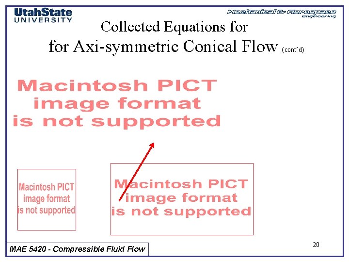 Collected Equations for Axi-symmetric Conical Flow MAE 5420 - Compressible Fluid Flow (cont’d) 20