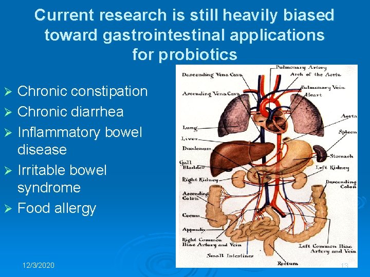 Current research is still heavily biased toward gastrointestinal applications for probiotics Chronic constipation Ø