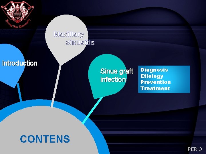 Maxillary sinusitis introduction Sinus graft infection Diagnosis Etiology Prevention Treatment CONTENS KHU PERIO 
