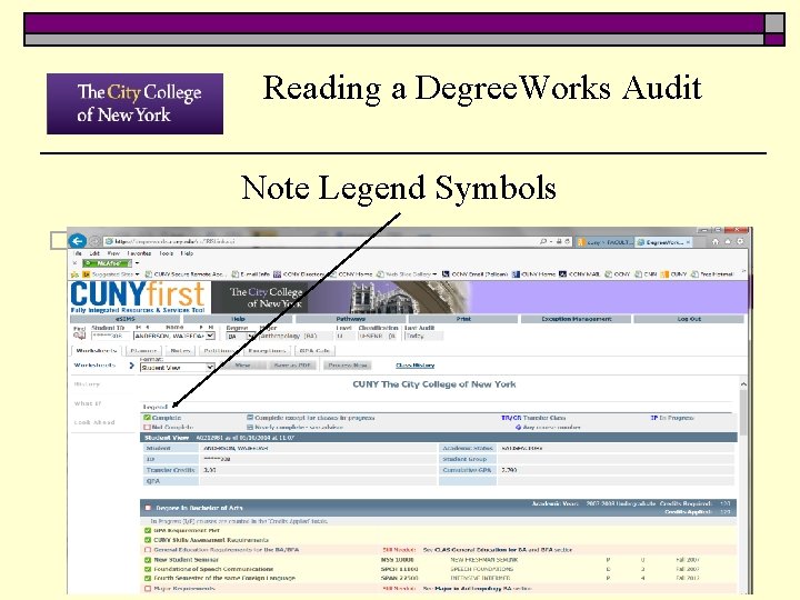 Reading a Degree. Works Audit Note Legend Symbols o 