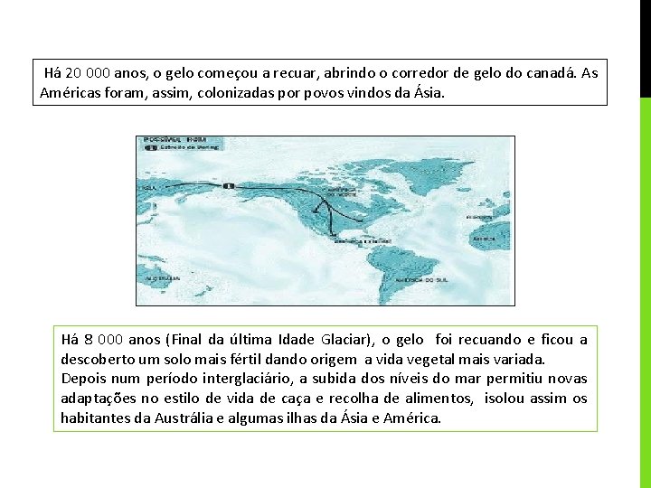 Há 20 000 anos, o gelo começou a recuar, abrindo o corredor de gelo