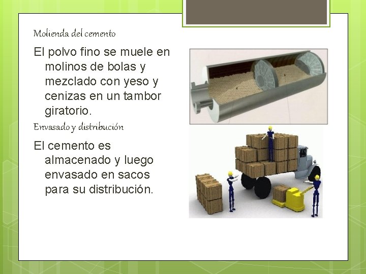 Molienda del cemento El polvo fino se muele en molinos de bolas y mezclado