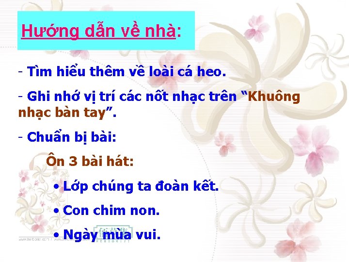 Hướng dẫn về nhà: - Tìm hiểu thêm về loài cá heo. - Ghi Hướng dẫn về nhà: - Tìm hiểu thêm về loài cá heo. - Ghi