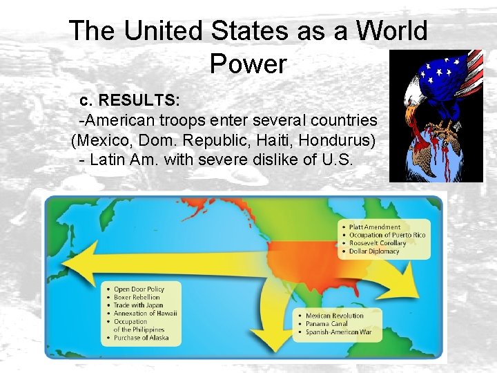 The United States as a World Power c. RESULTS: -American troops enter several countries