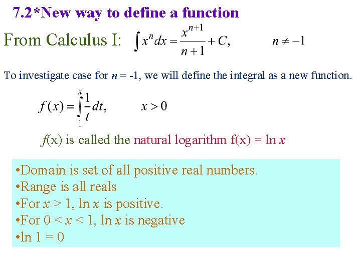 7. 2*New way to define a function From Calculus I: To investigate case for