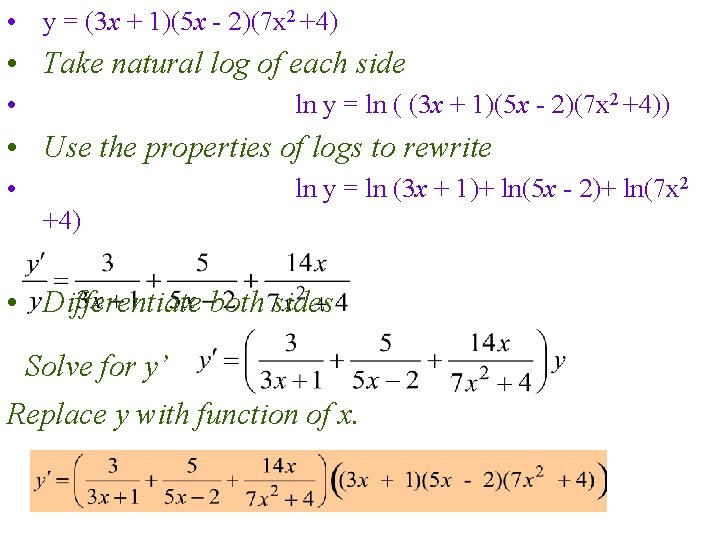  • y = (3 x + 1)(5 x - 2)(7 x 2 +4)