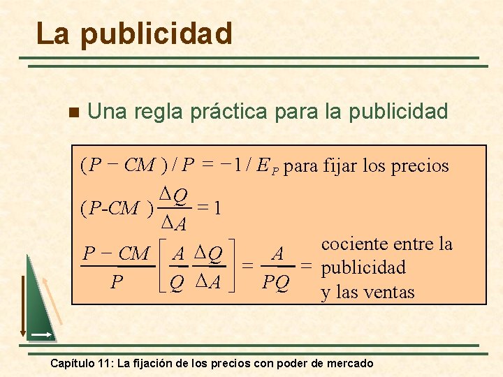 La publicidad n Una regla práctica para la publicidad ( P - CM )