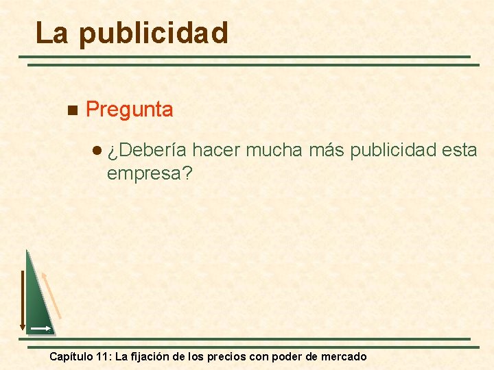 La publicidad n Pregunta l ¿Debería hacer mucha más publicidad esta empresa? Capítulo 11:
