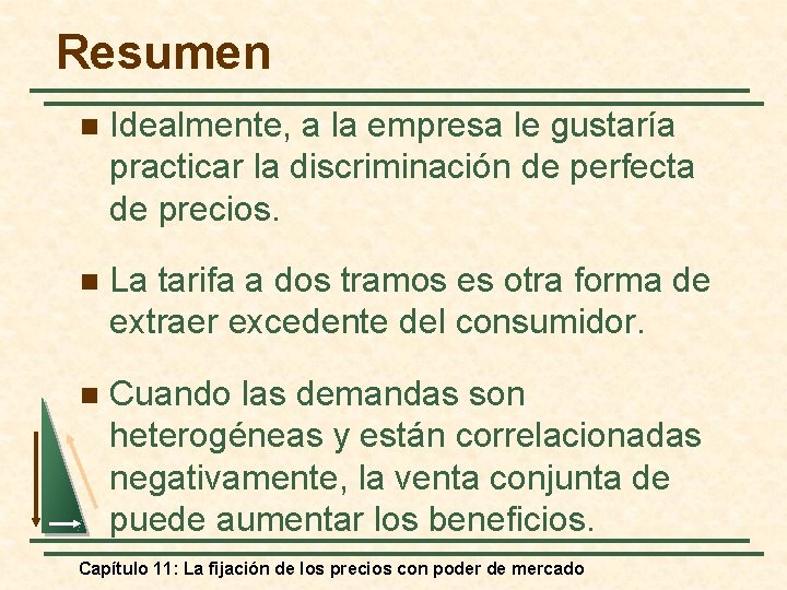 Resumen n Idealmente, a la empresa le gustaría practicar la discriminación de perfecta de