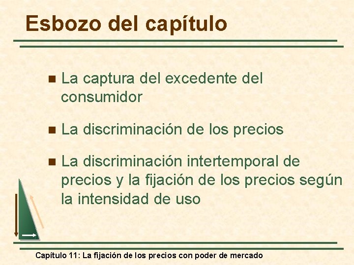 Esbozo del capítulo n La captura del excedente del consumidor n La discriminación de