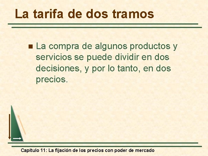 La tarifa de dos tramos n La compra de algunos productos y servicios se